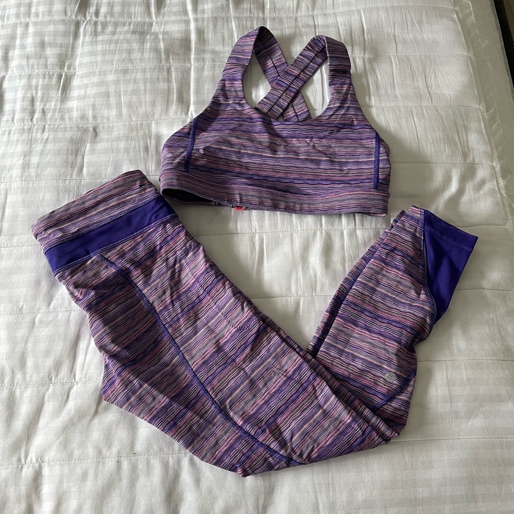 Lululemon Run Inspire Pants with matching bra, size 6